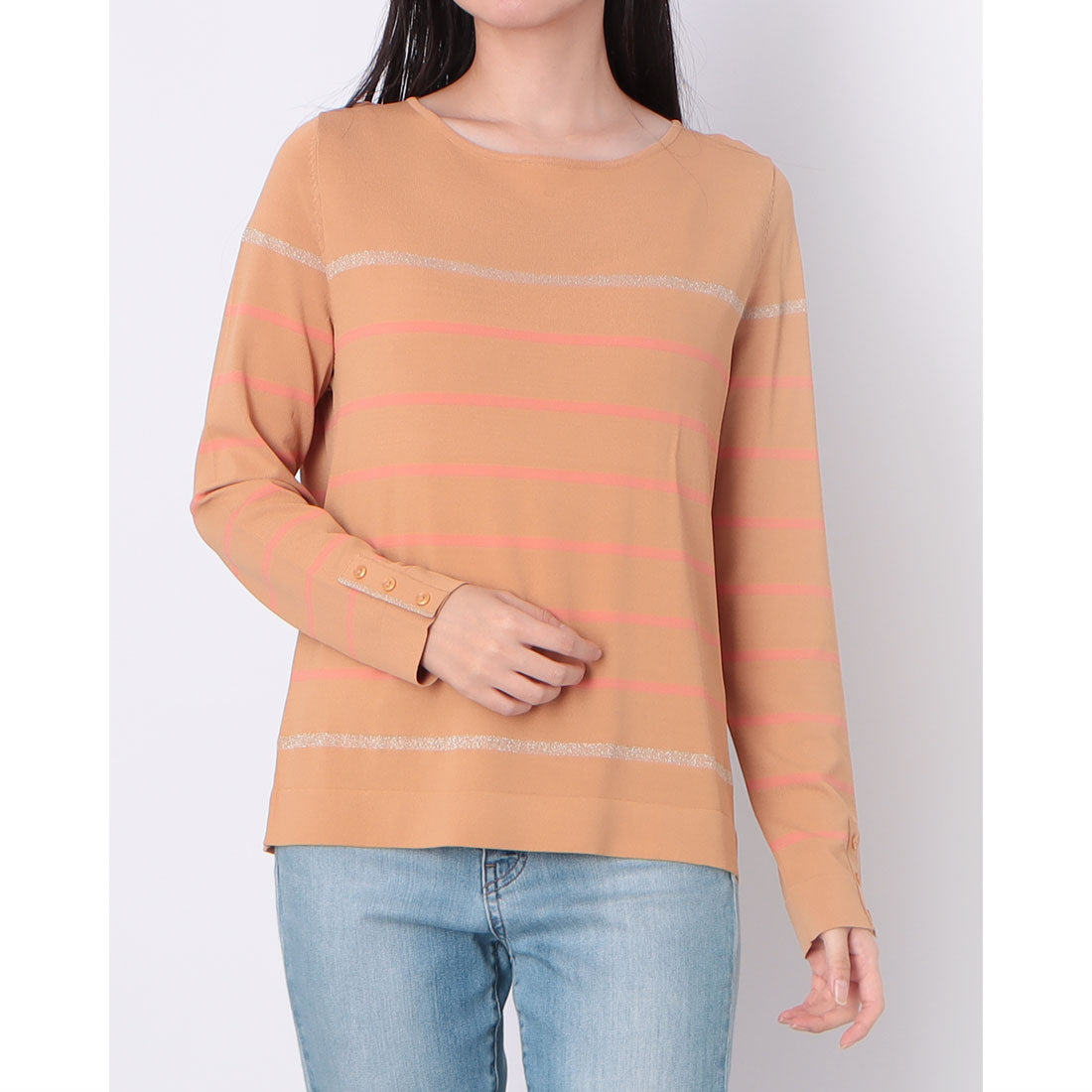 ドゥクラッセ DoCLASSE ドライタッチニット・ボートネック (ベージュパターン) ベージュパターン