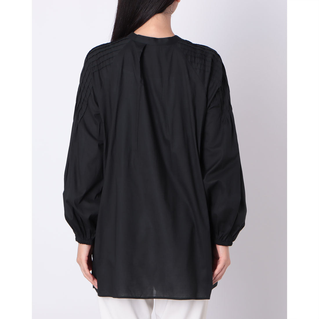 ドゥクラッセ DoCLASSE コットンローン・ピンタックブラウス (ブラック) ブラック