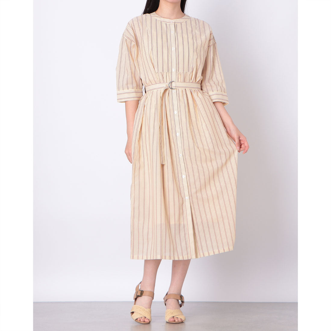 DoCLASSE Linen Blend Striped Shirt Dress DoCLASSE Linen Blend Striped Shirt Dress