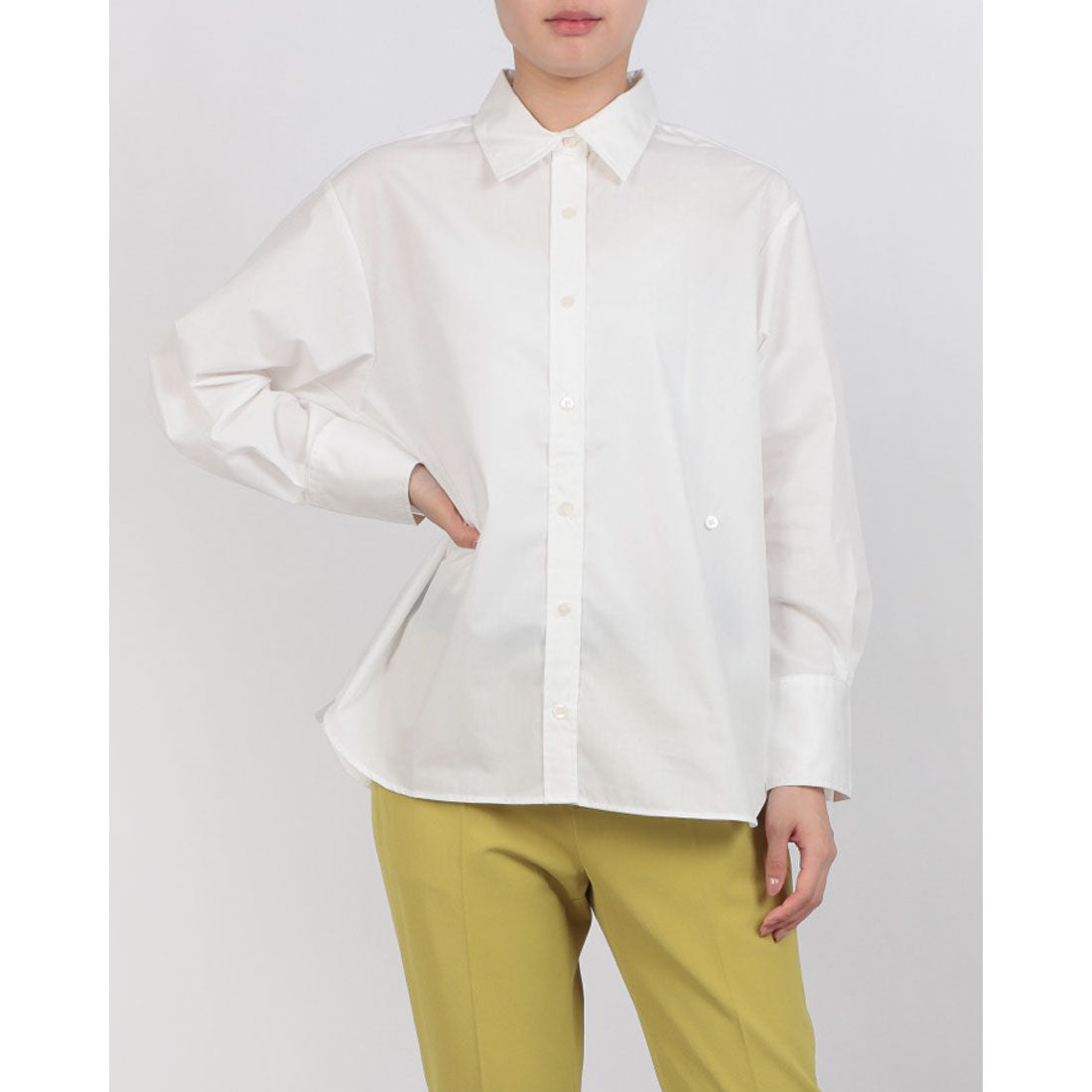 ドゥクラッセ DoCLASSE コットン混ブロード・2WAYスタイルシャツ (オフホワイト) オフホワイト