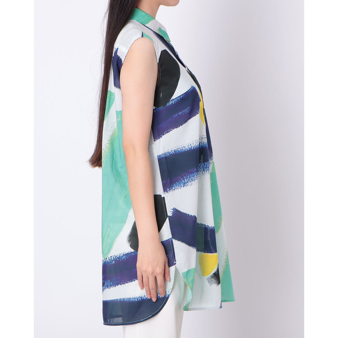 ドゥクラッセ DoCLASSE コットンボイル・プリントロングシャツ (マルチ) マルチ