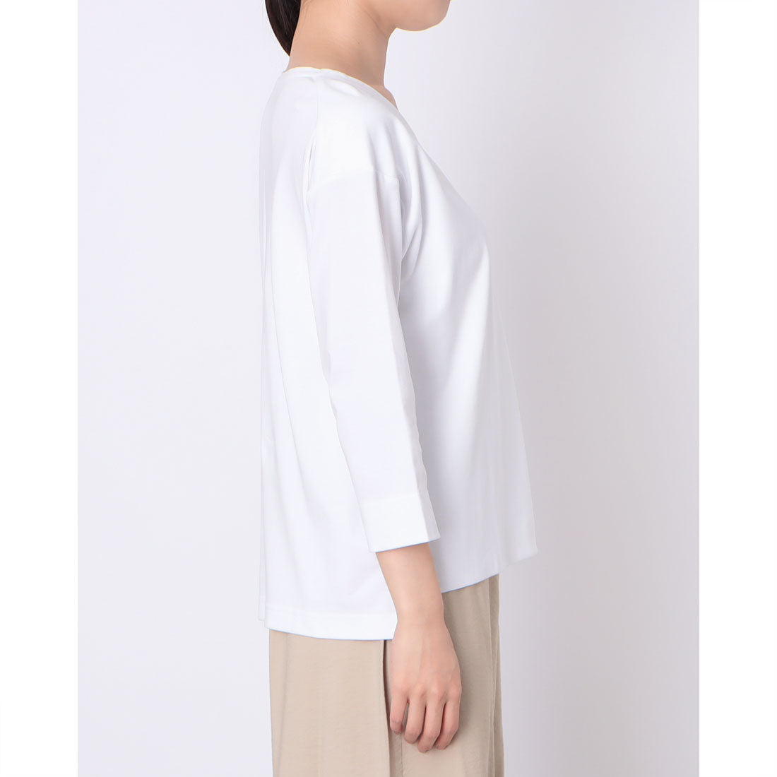 ドゥクラッセ DoCLASSE 抜け感Vネック/7分袖・ドゥクラッセTシャツ (ホワイト) ホワイト