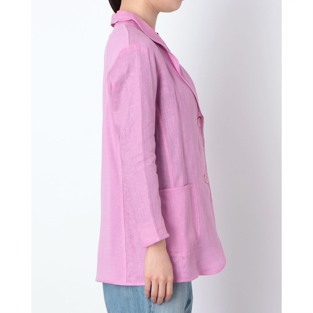 ドゥクラッセ DoCLASSE 21番リネン・異素材切替ジャケット (ライラック) ライラック