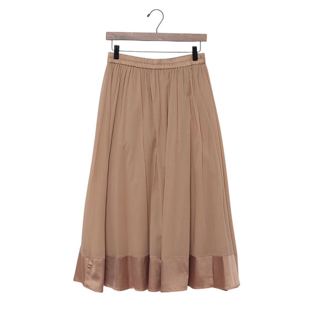 ドゥクラッセ DoCLASSE サテン切替・シアーコットンフレアスカート (ベージュ) ベージュ