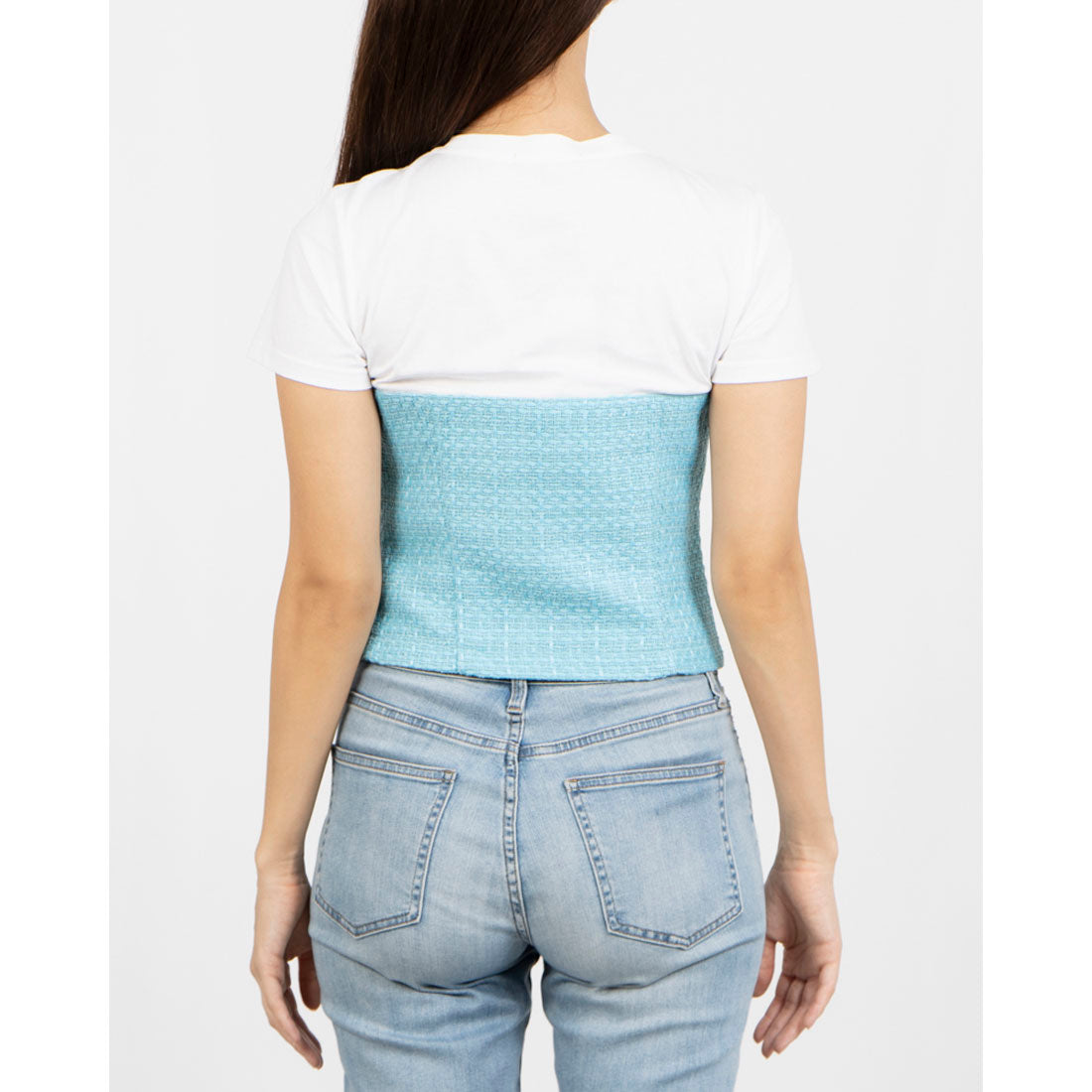 デニーローズ DENNY ROSE ツイード切替デザインTOPS (BLUE) BLUE