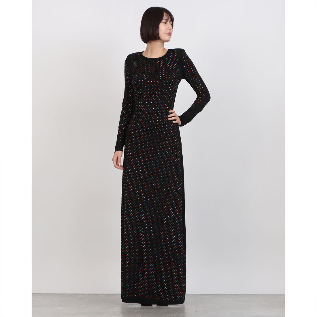 デニーローズ DENNY ROSE カラービジューポイントロングドレス (BLACK) BLACK