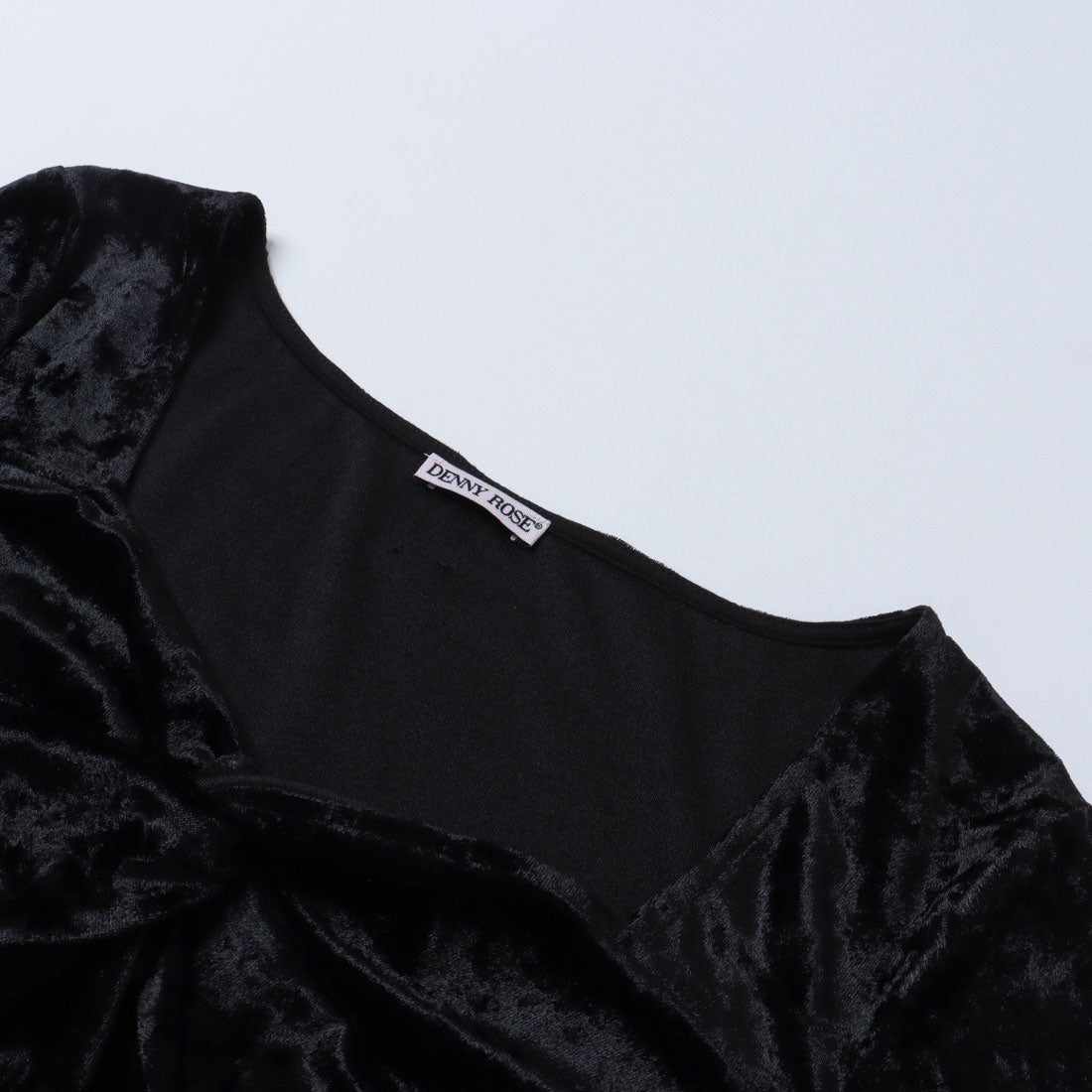 デニーローズ DENNY ROSE クラッシュベロアバストデザイン半袖TOPS (BLACK) BLACK