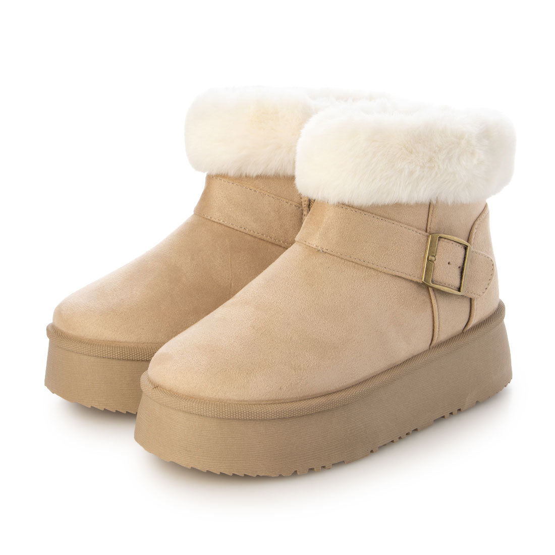 デデス Dedes 厚底ベルトデザインムートンブーツ / 6414 (ベージュ) ベージュ