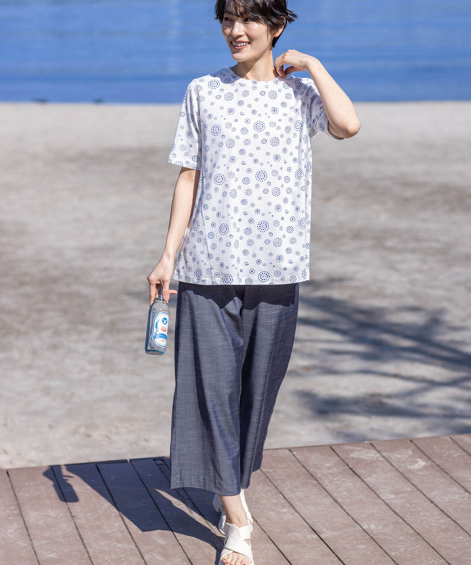 デコイ DECOY 【ひやさら】【UVカット】【友桝飲料コラボ】ドットロゴプリントTシャツ (ホワイト) ホワイト