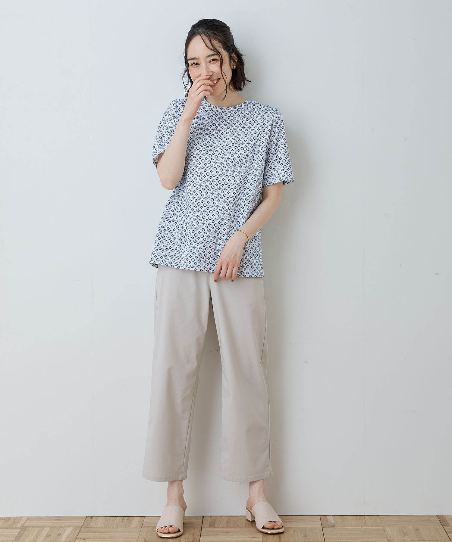 デコイ DECOY 【ひやさら】【UVカット】総プリントTシャツ (ネイビー) ネイビー