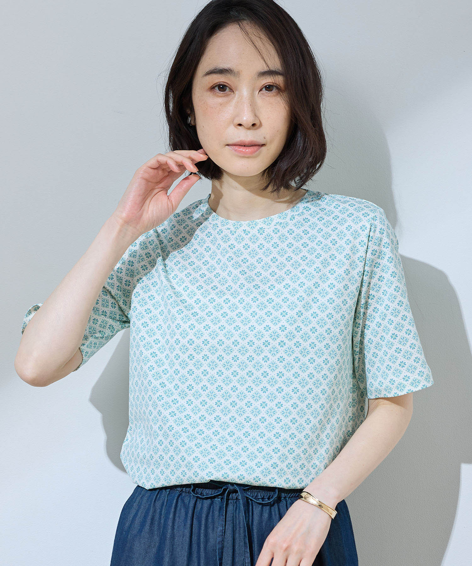 デコイ DECOY 【ひやさら】【UVカット】総プリントTシャツ (ネイビー) ネイビー