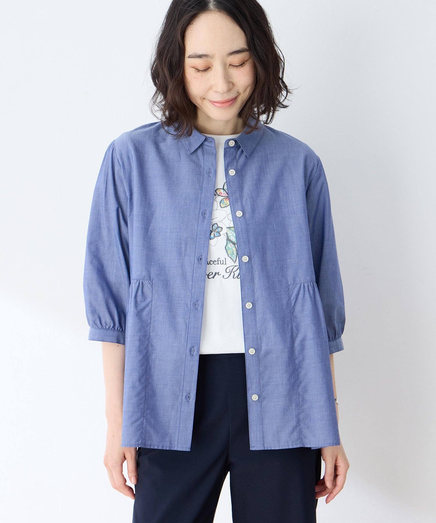 デコイ DECOY ペプラムブラウス (ブルー) ブルー