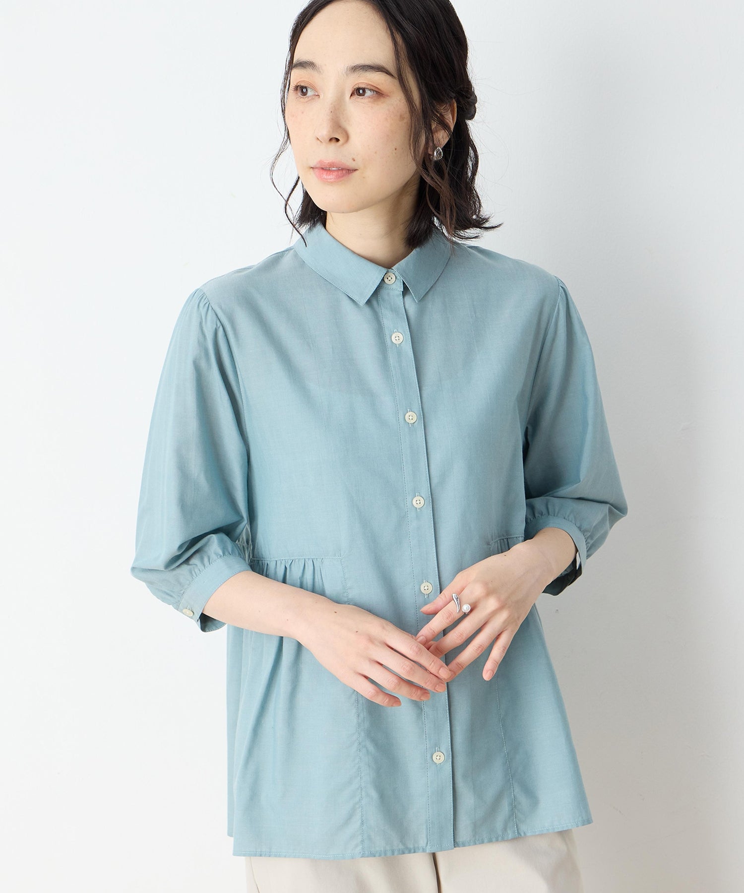 デコイ DECOY ペプラムブラウス (ブルー) ブルー