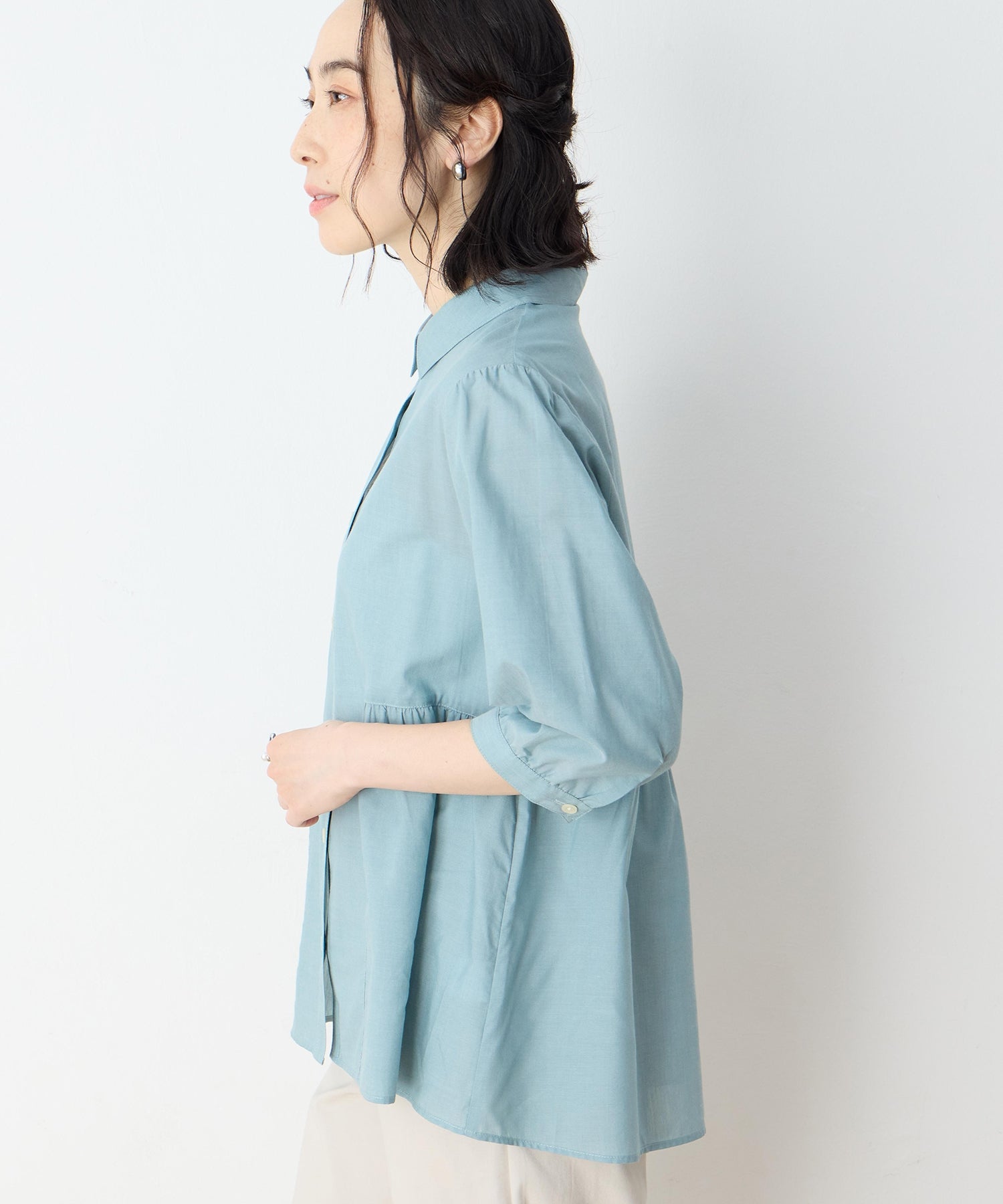 デコイ DECOY ペプラムブラウス (ブルー) ブルー