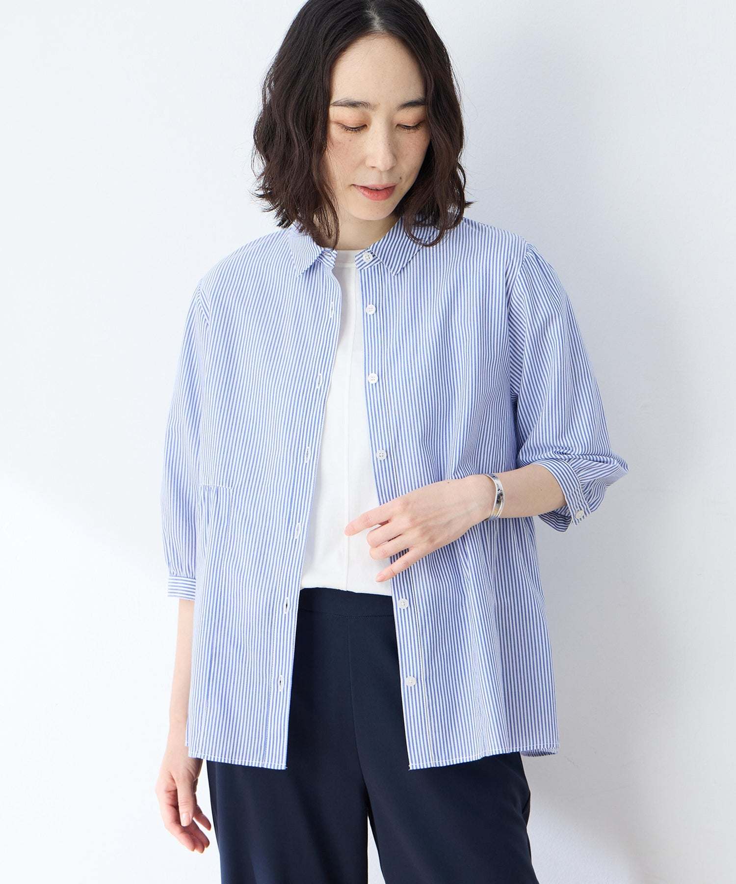 デコイ DECOY ペプラムブラウス (ブルー) ブルー