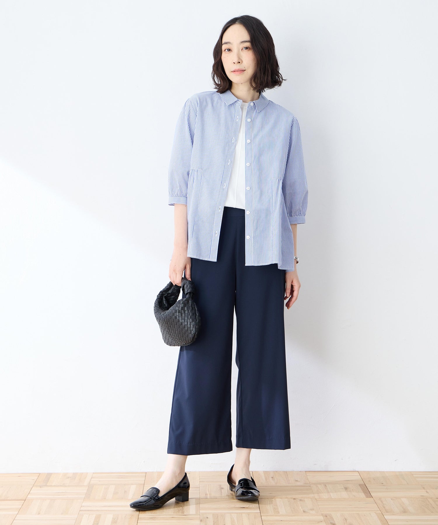 デコイ DECOY ペプラムブラウス (ブルー) ブルー