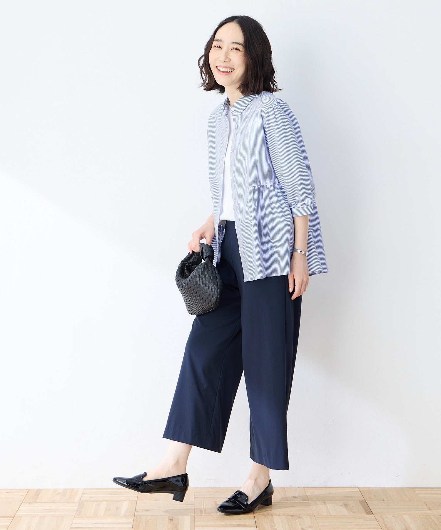 デコイ DECOY ペプラムブラウス (ブルー) ブルー