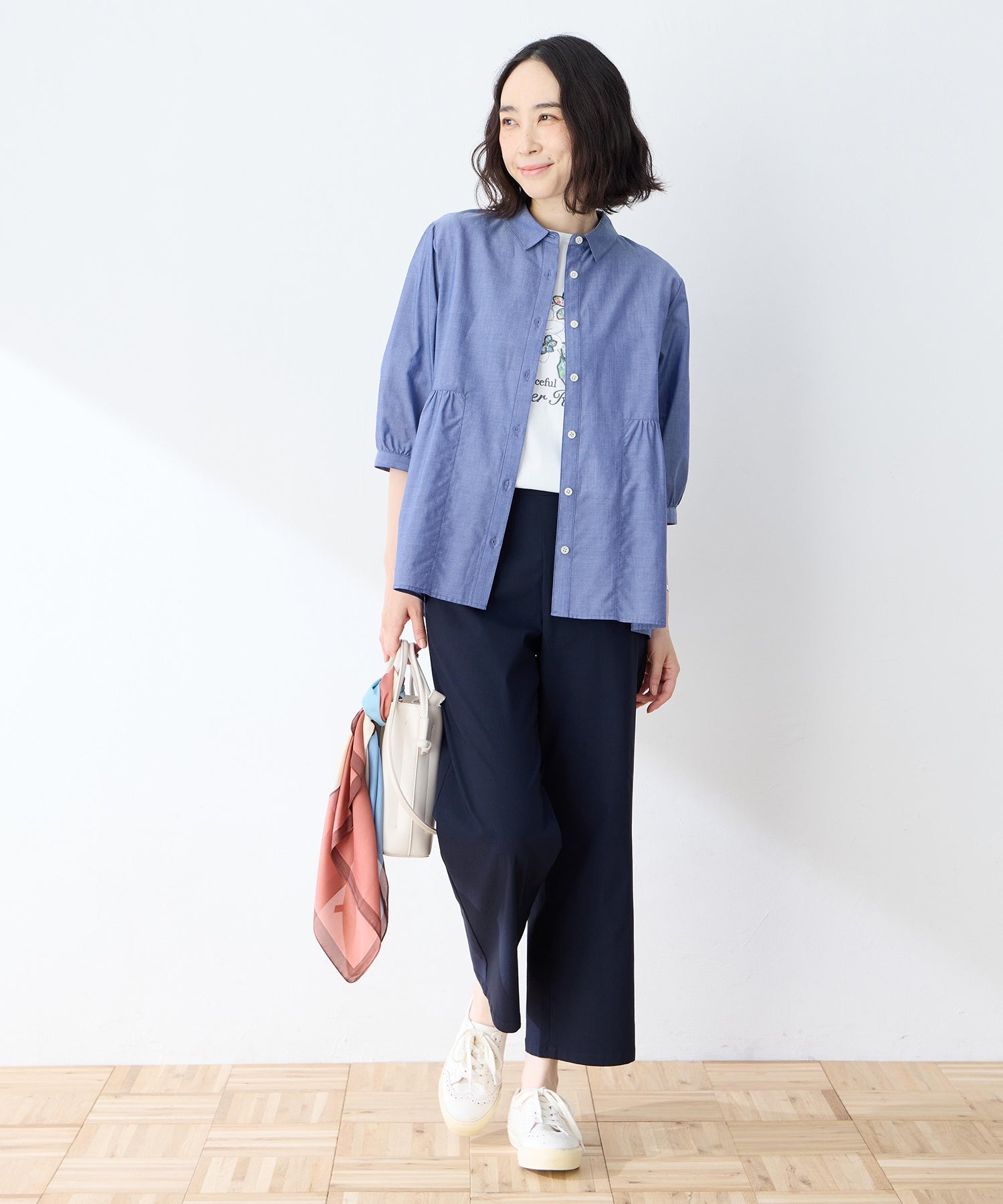 デコイ DECOY ペプラムブラウス (ブルー) ブルー