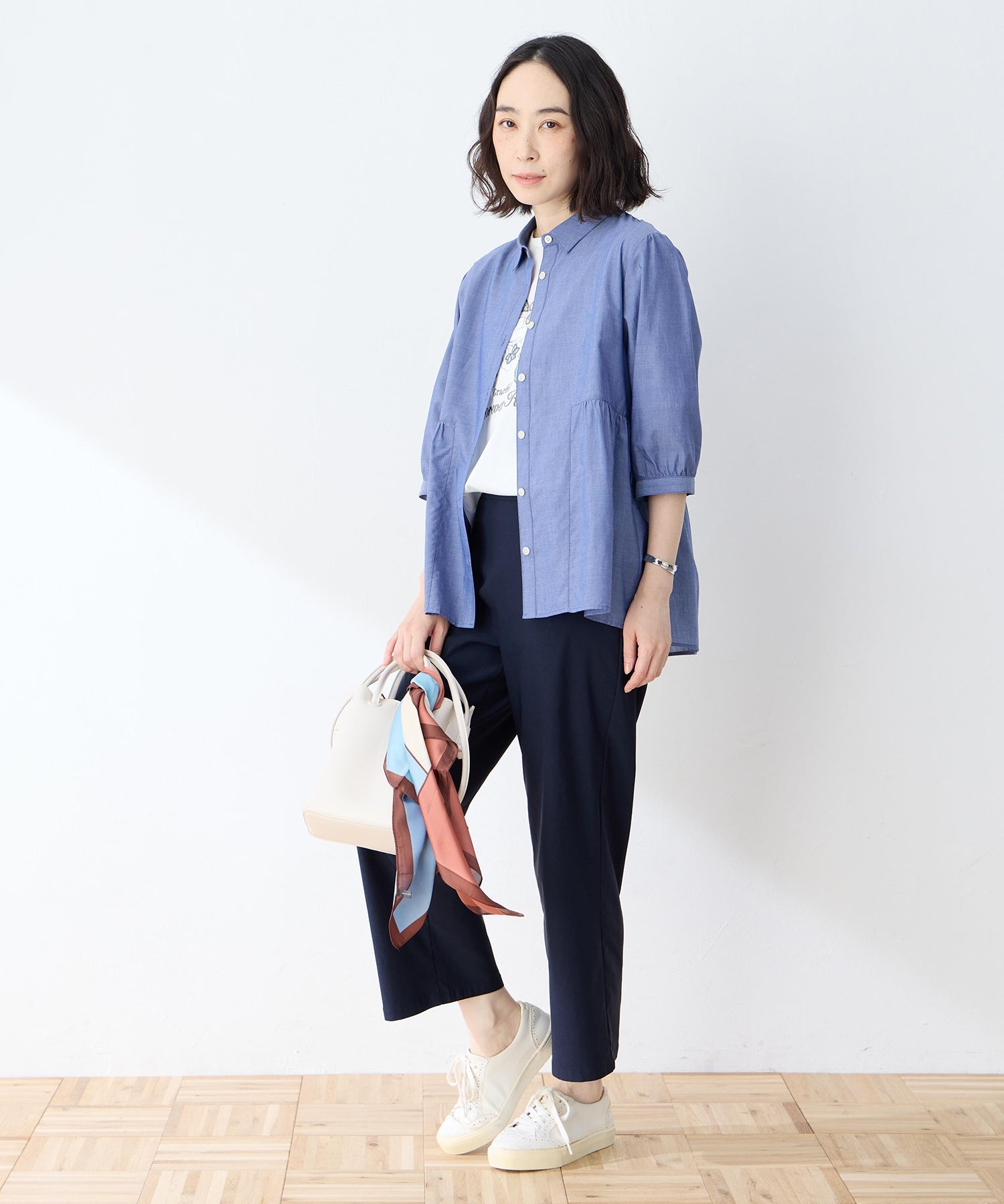 デコイ DECOY ペプラムブラウス (ブルー) ブルー