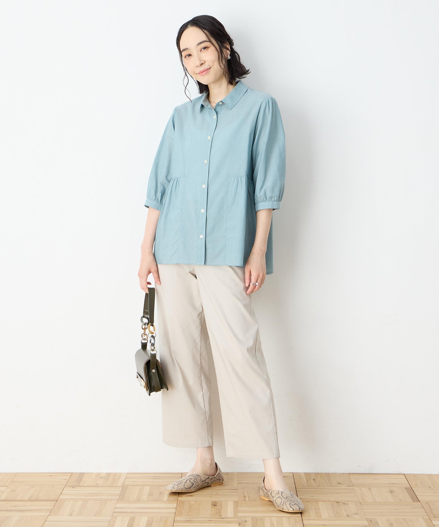 デコイ DECOY ペプラムブラウス (ブルー) ブルー