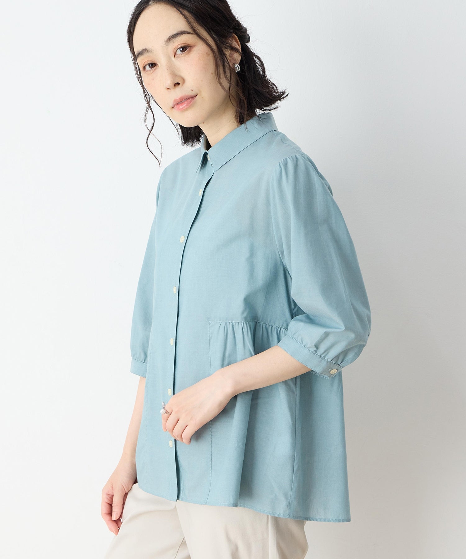 デコイ DECOY ペプラムブラウス (ブルー) ブルー