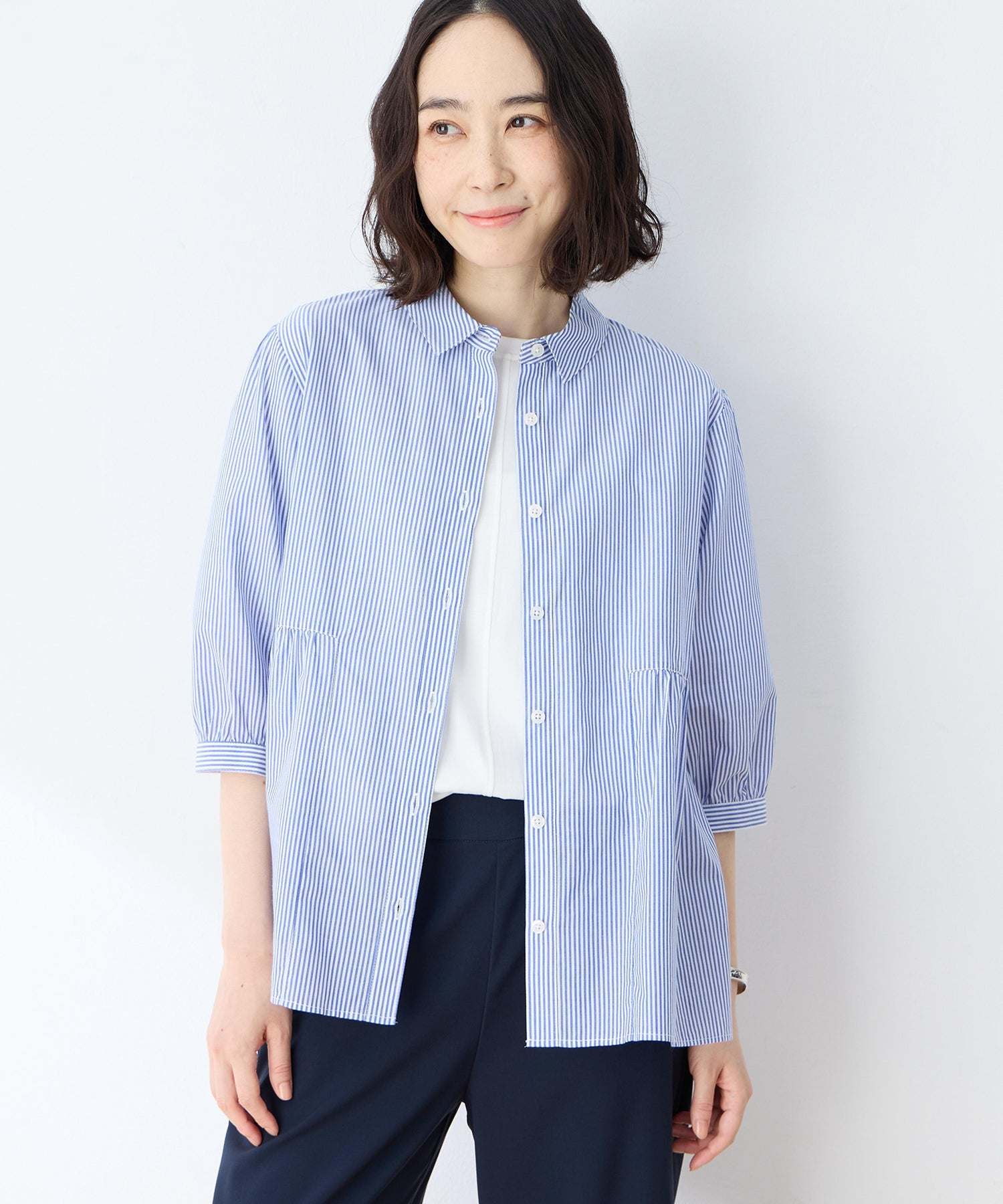 デコイ DECOY ペプラムブラウス (ブルー) ブルー