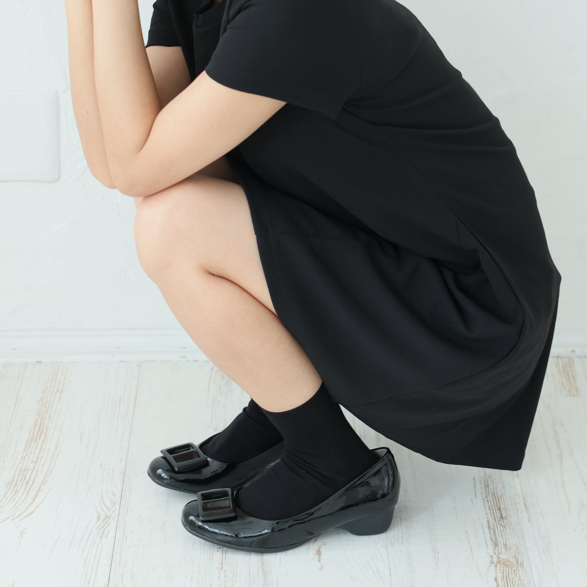 デメテル DEMETER 雨でもおしゃれに履けるバックルレインパンプス