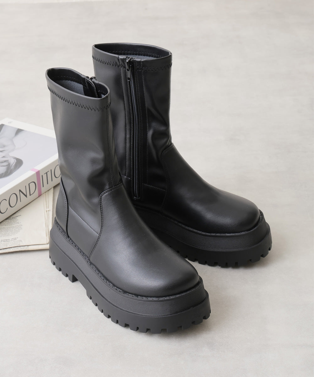 Demeter DEMETER Thick Sole Tank Sole Mid-Length Stretch Boots