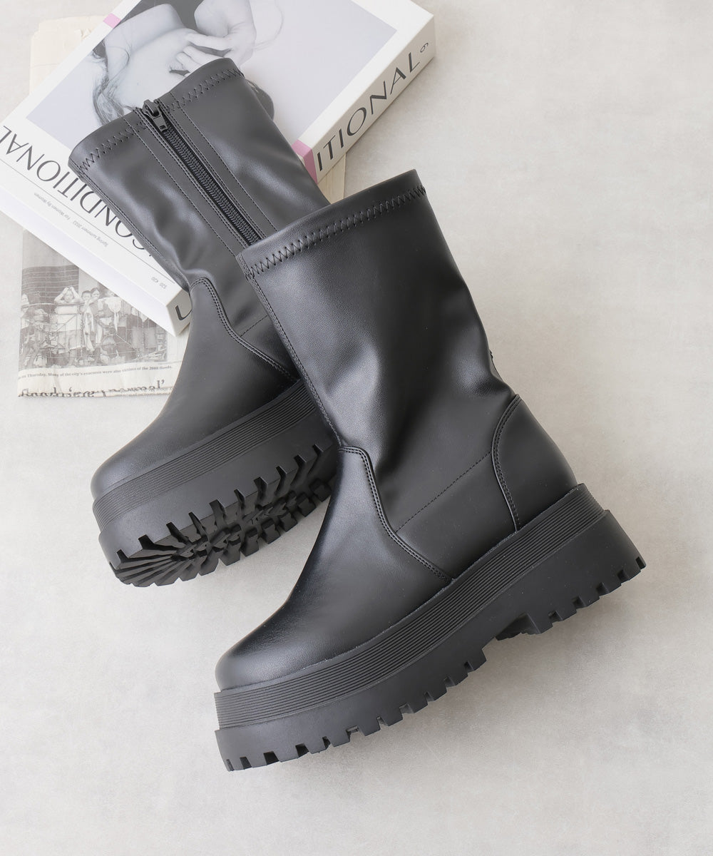 Demeter DEMETER Thick Sole Tank Sole Mid-Length Stretch Boots