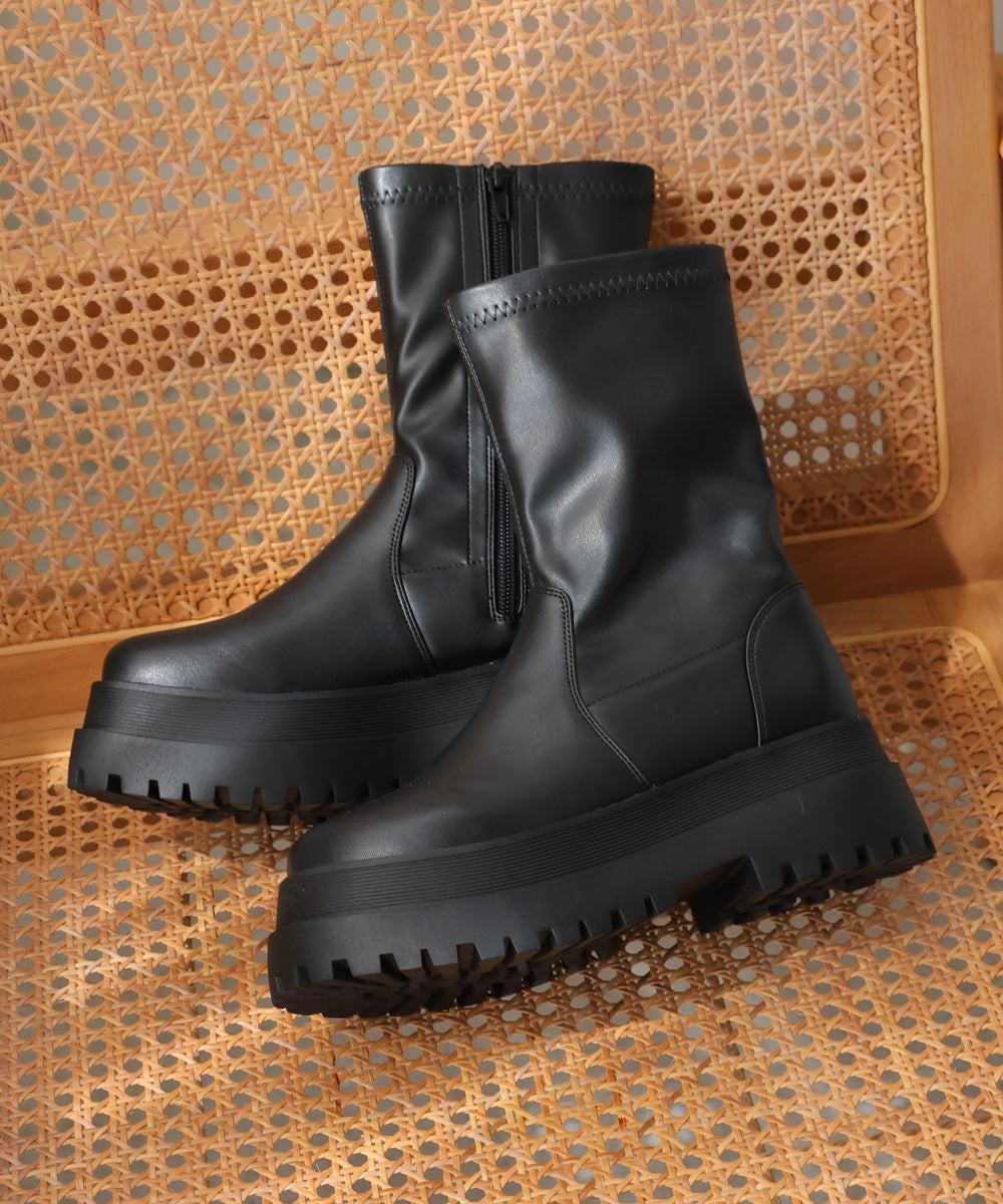 Demeter DEMETER Thick Sole Tank Sole Mid-Length Stretch Boots