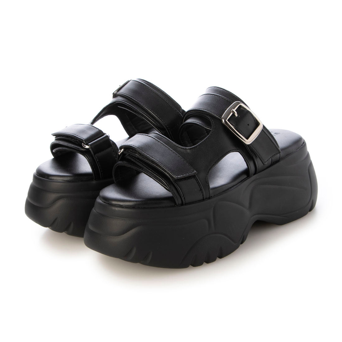 デメテル DEMETER 厚底 ボリュームソール ダブルストラップサンダル (ブラック) ブラック