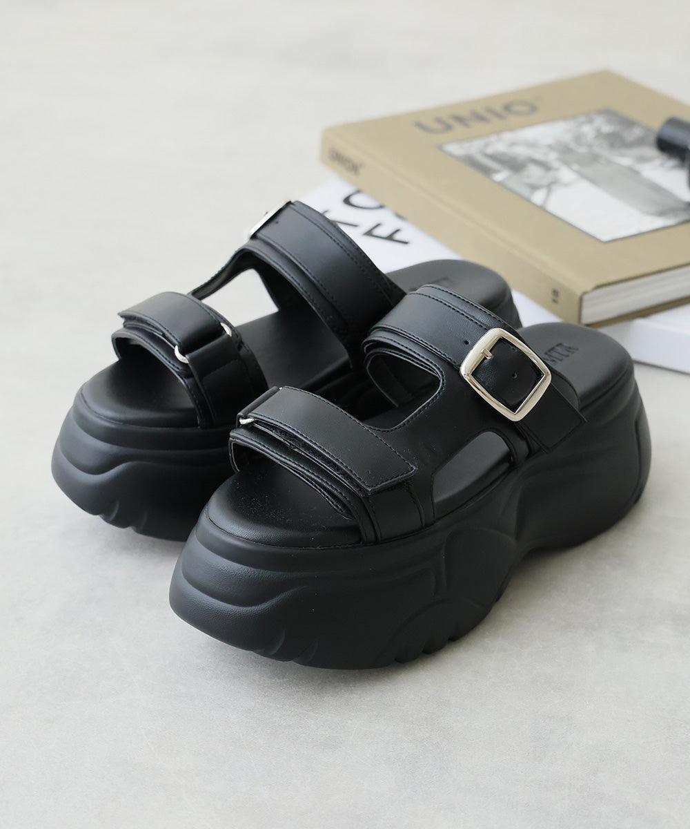 デメテル DEMETER 厚底 ボリュームソール ダブルストラップサンダル (ブラック) ブラック