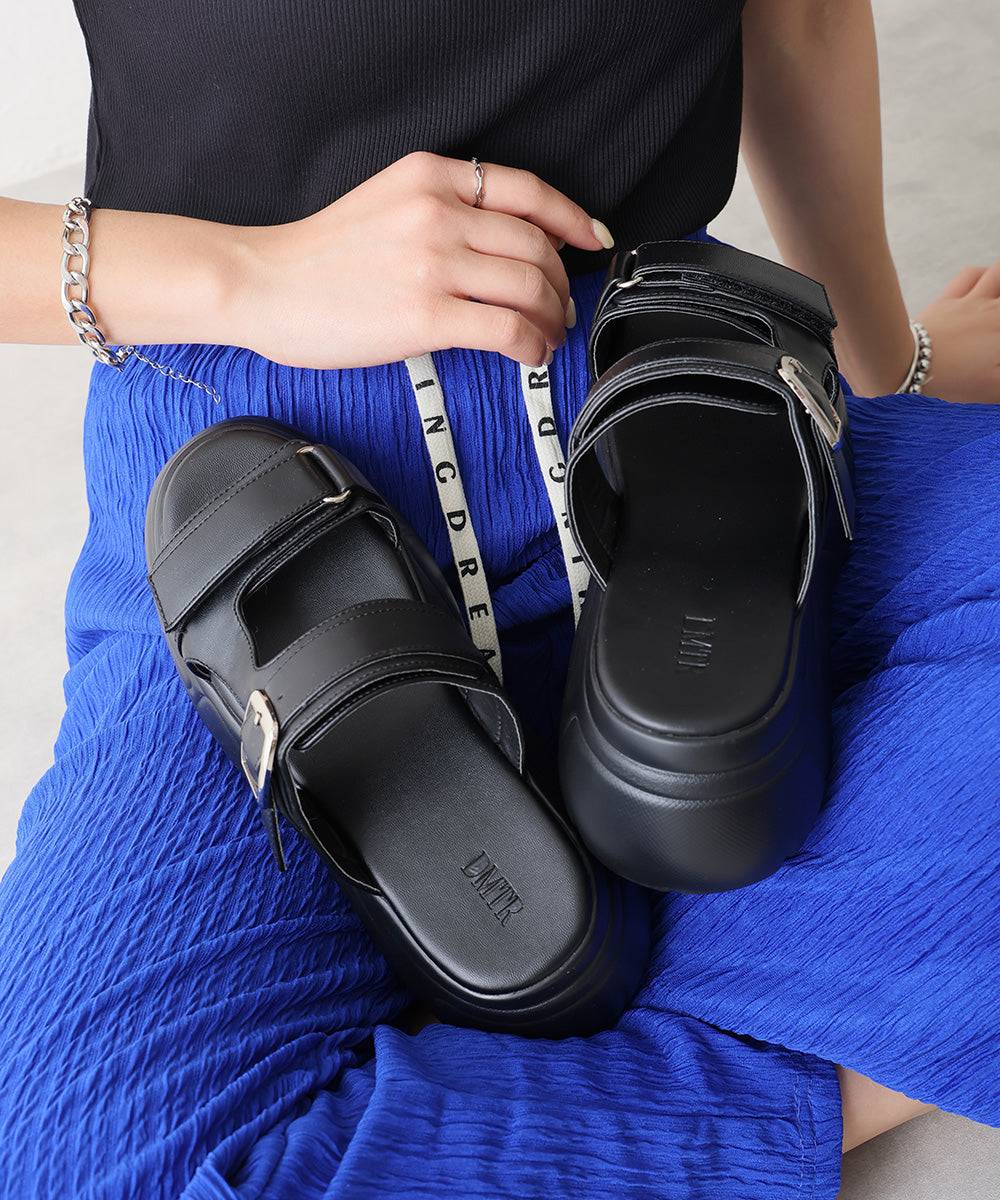 デメテル DEMETER 厚底 ボリュームソール ダブルストラップサンダル (ブラック) ブラック