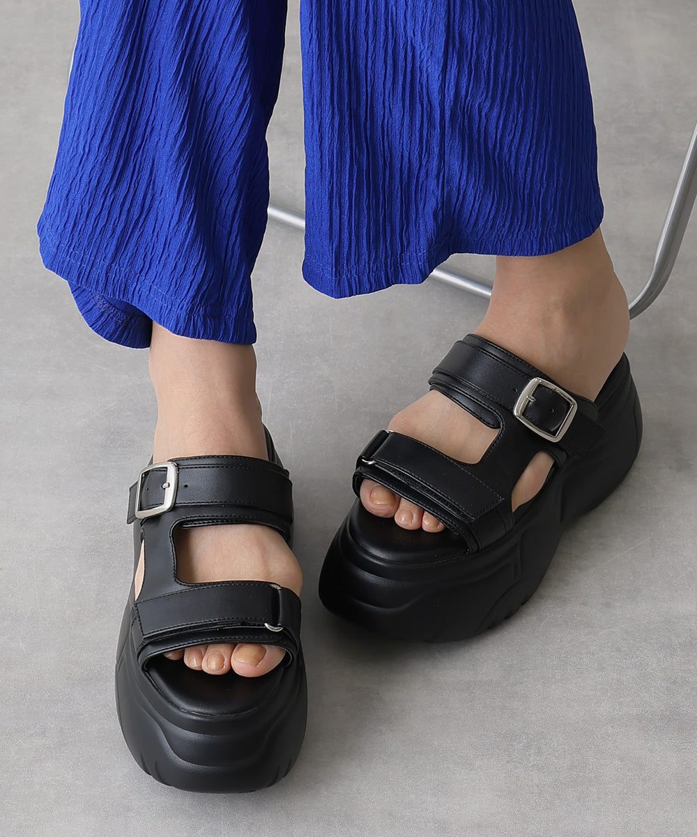 デメテル DEMETER 厚底 ボリュームソール ダブルストラップサンダル (ブラック) ブラック