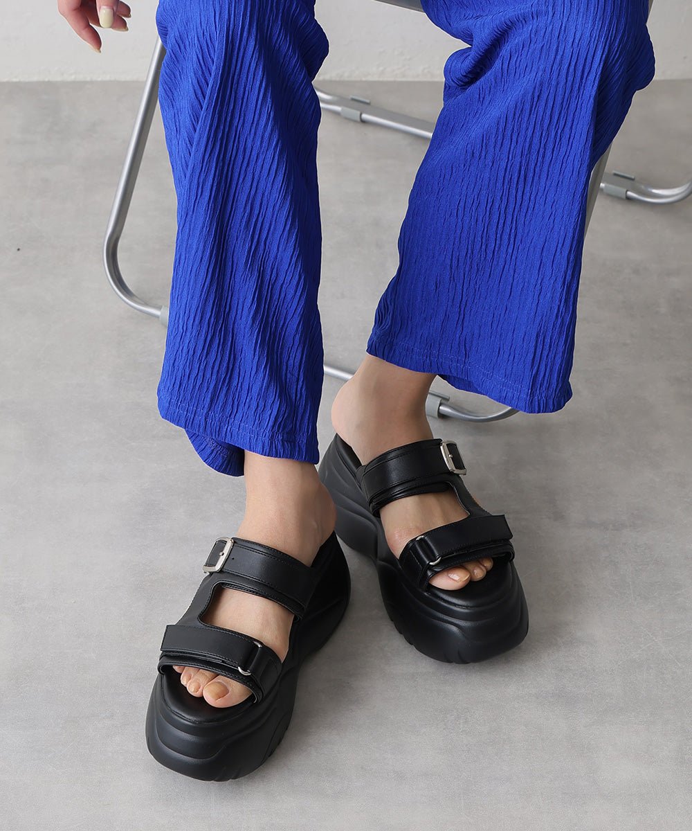 デメテル DEMETER 厚底 ボリュームソール ダブルストラップサンダル (ブラック) ブラック