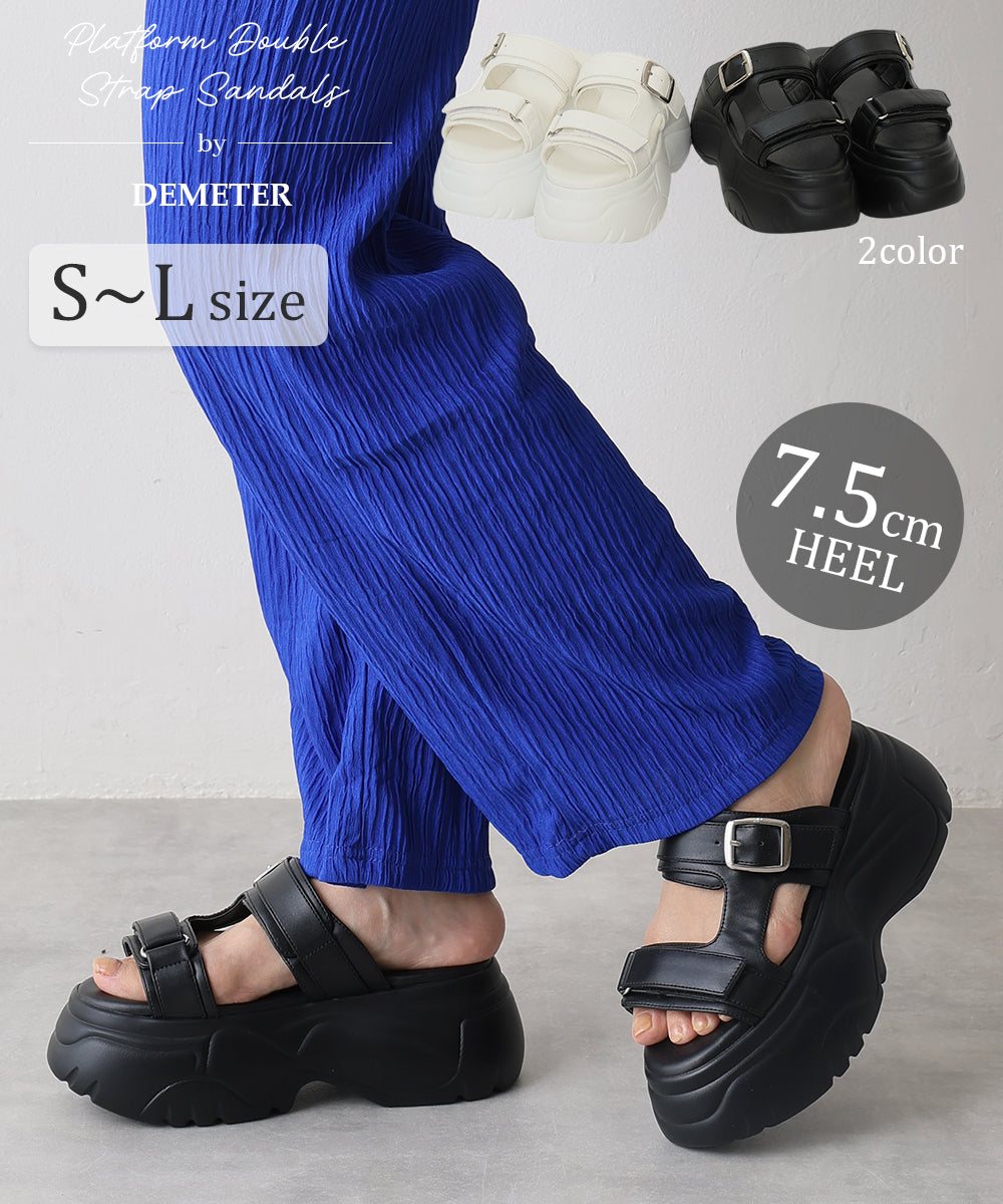 デメテル DEMETER 厚底 ボリュームソール ダブルストラップサンダル (ブラック) ブラック