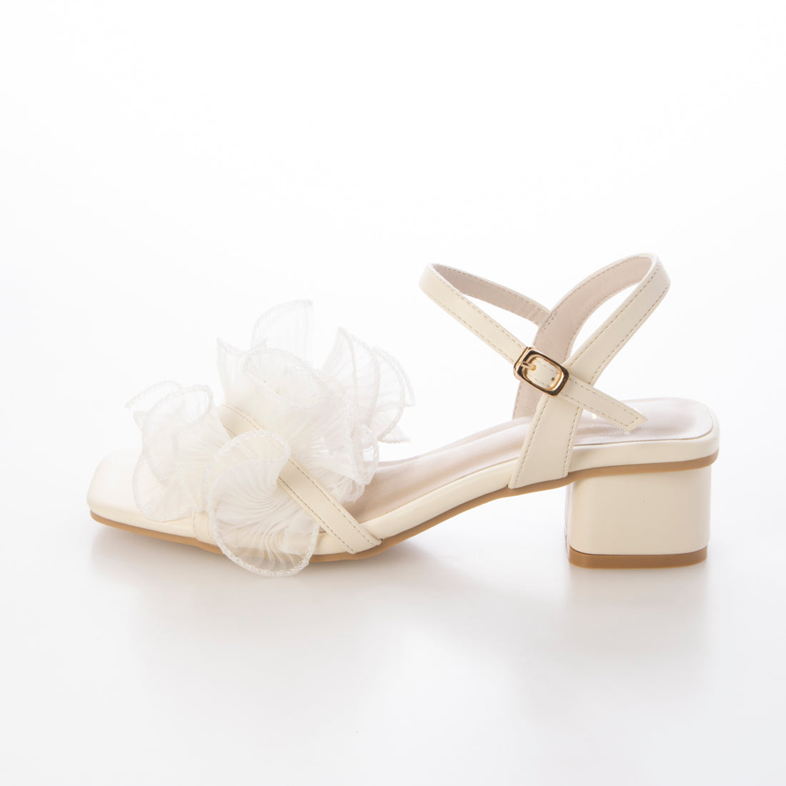 デメテル DEMETER スクエアトゥ フリル アンクルストラップ サンダル (アイボリー) アイボリー