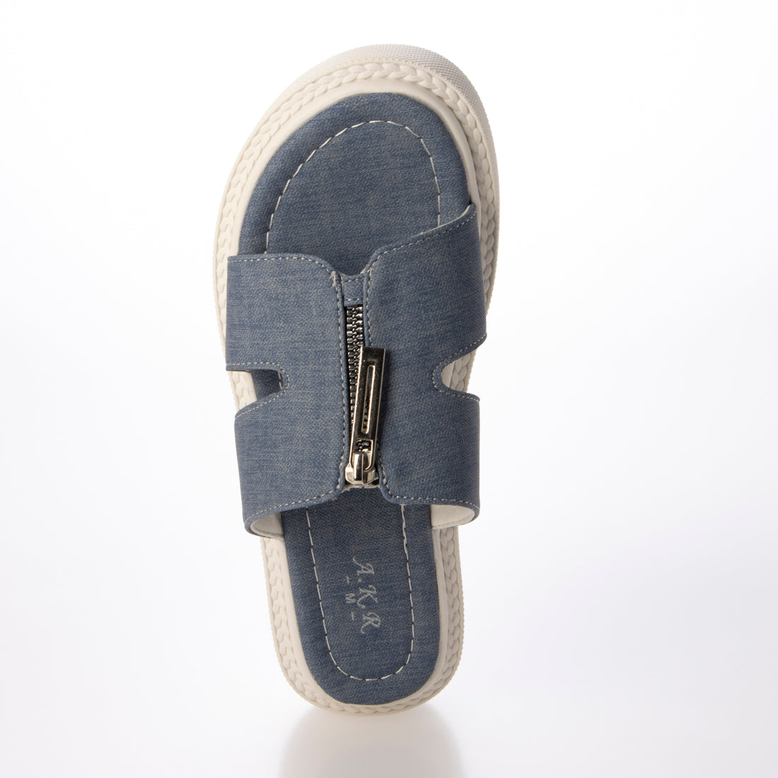デメテル DEMETER 軽量厚底 フロントジップ スライドサンダル (デニム) デニム