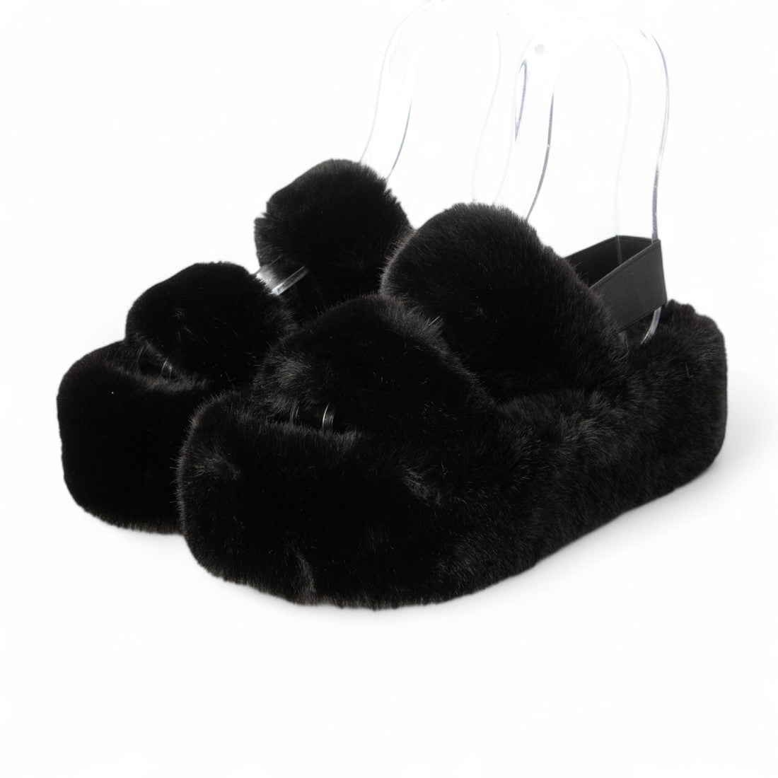 デメテル DEMETER 厚底 プラットフォーム バックバンド ファーサンダル (ブラック) ブラック