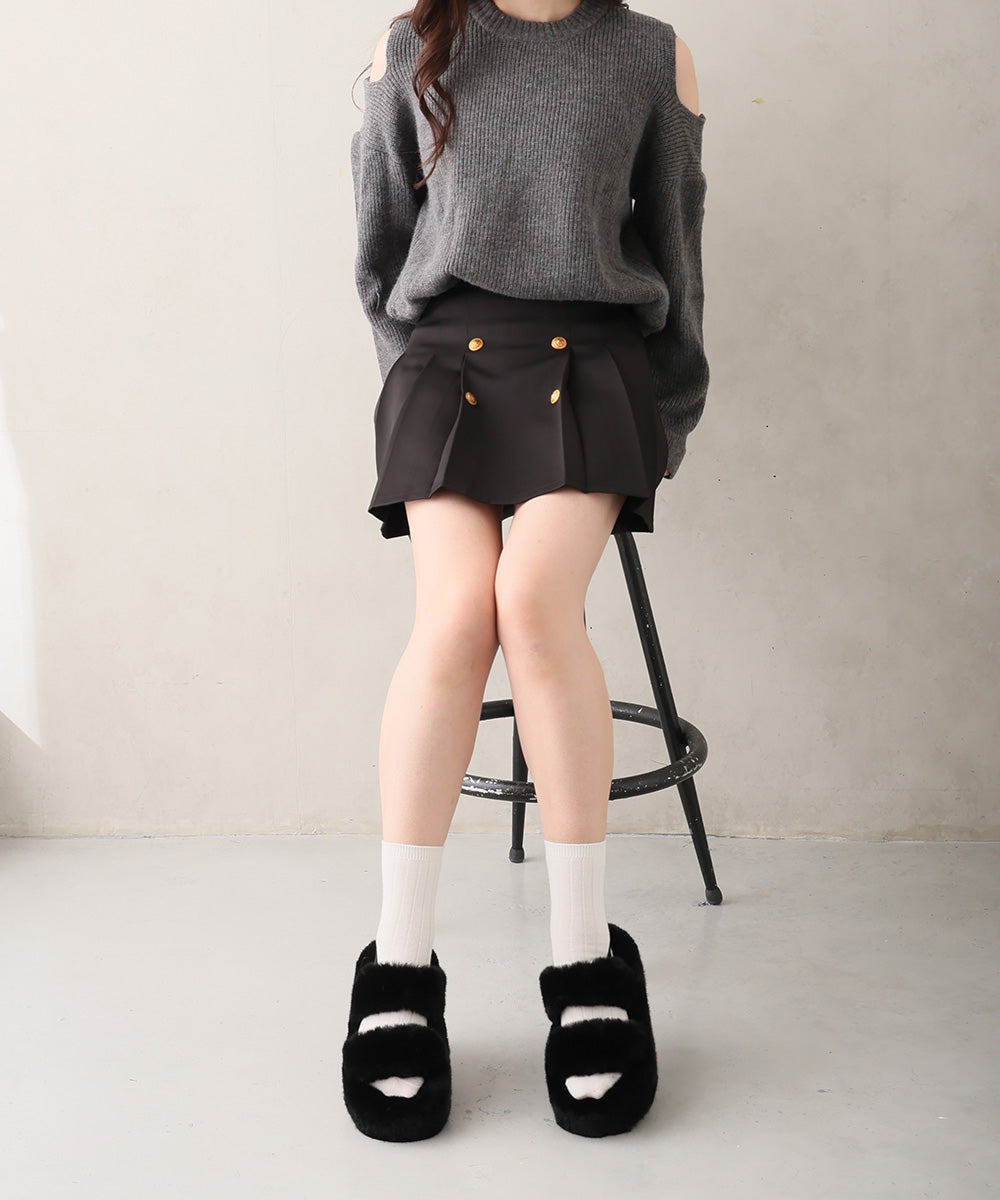 デメテル DEMETER 厚底 プラットフォーム バックバンド ファーサンダル (ブラック) ブラック