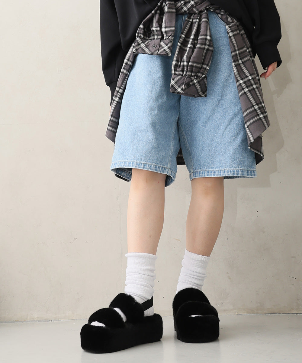 デメテル DEMETER 厚底 プラットフォーム バックバンド ファーサンダル (ブラック) ブラック