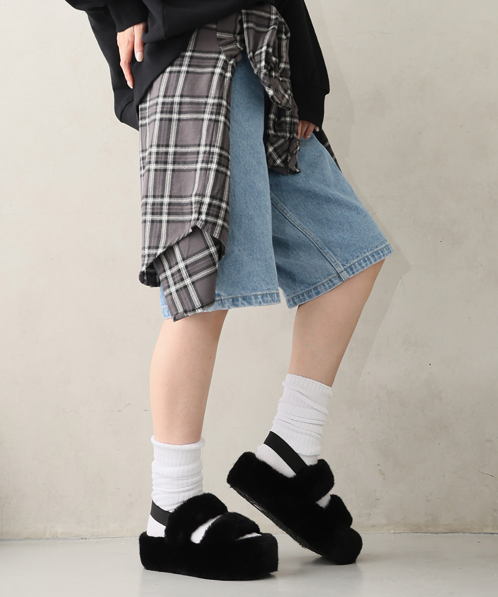 デメテル DEMETER 厚底 プラットフォーム バックバンド ファーサンダル (ブラック) ブラック