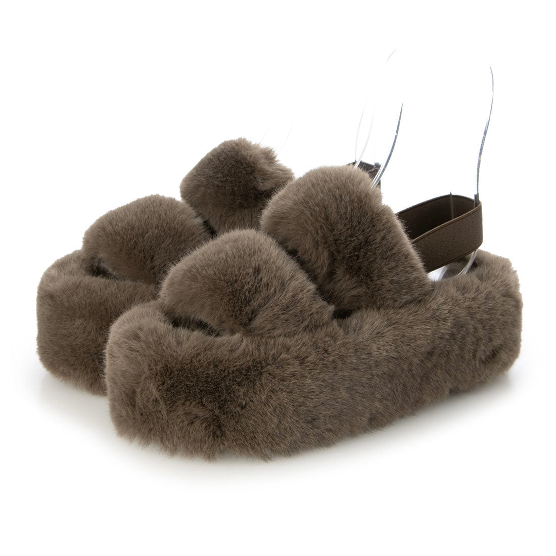 デメテル DEMETER 厚底 プラットフォーム バックバンド ファーサンダル (ダークブラウン) ダークブラウン