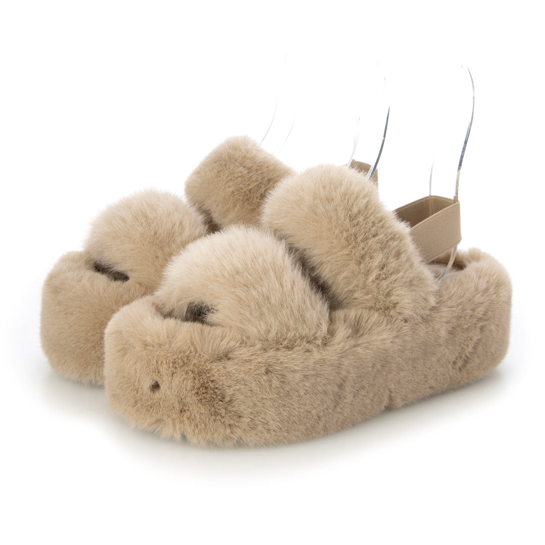 デメテル DEMETER 厚底 プラットフォーム バックバンド ファーサンダル (ベージュ) ベージュ