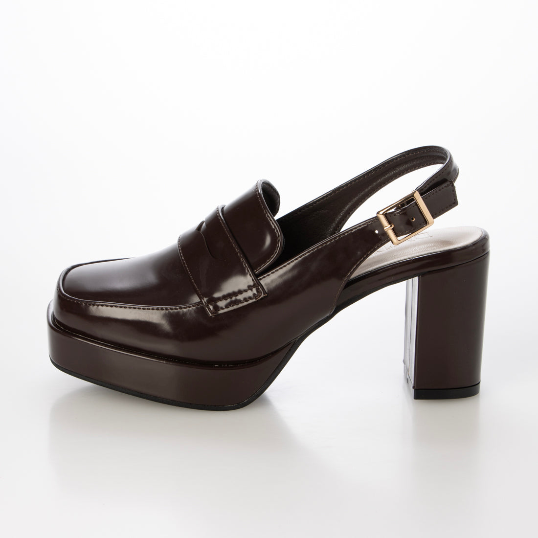 デメテル DEMETER 厚底 プラットフォーム スリングバック ローファーパンプス (ダークブラウン) ダークブラウン