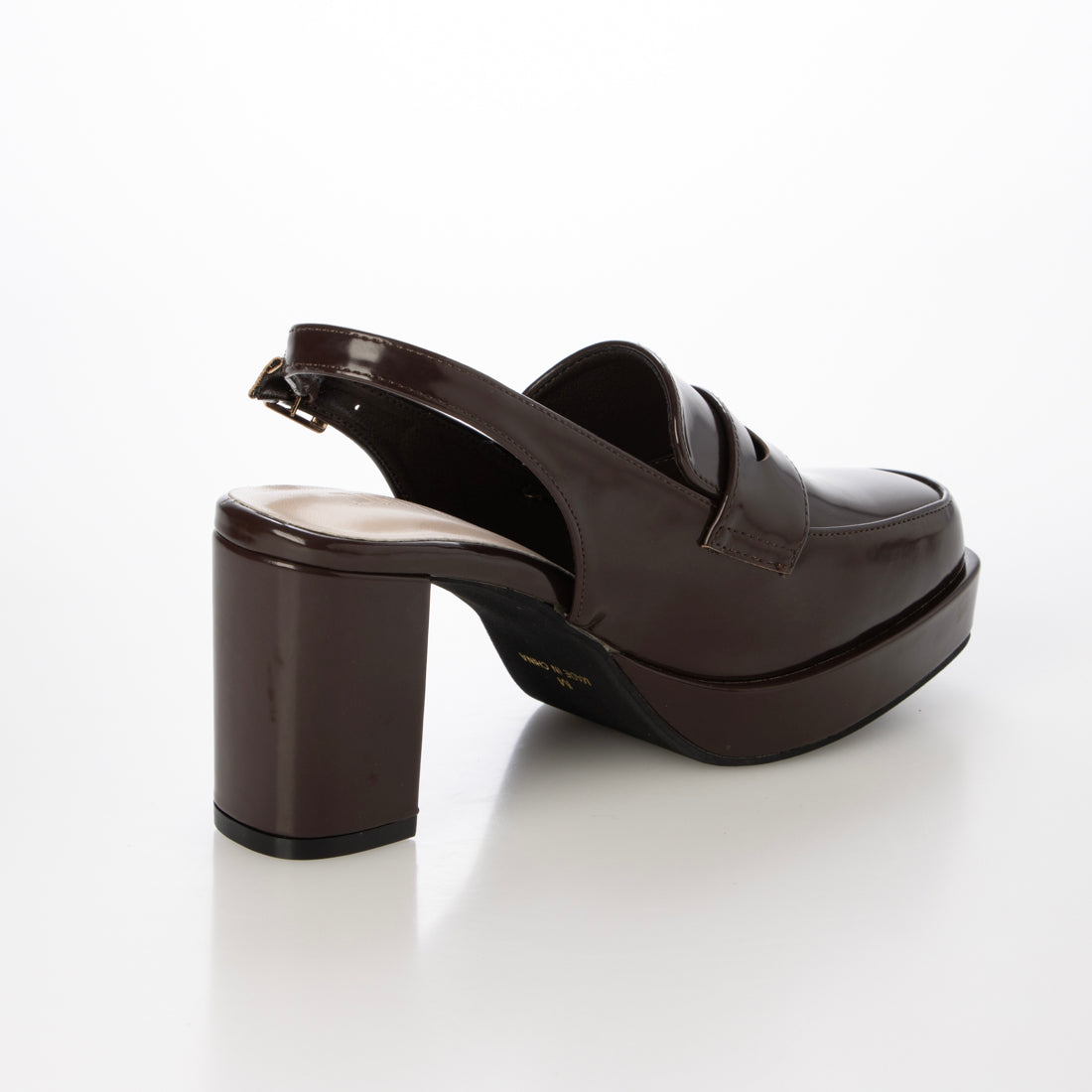 デメテル DEMETER 厚底 プラットフォーム スリングバック ローファーパンプス (ダークブラウン) ダークブラウン