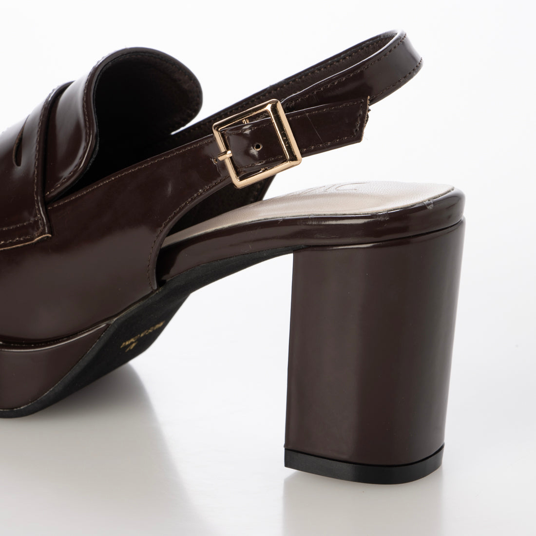 デメテル DEMETER 厚底 プラットフォーム スリングバック ローファーパンプス (ダークブラウン) ダークブラウン