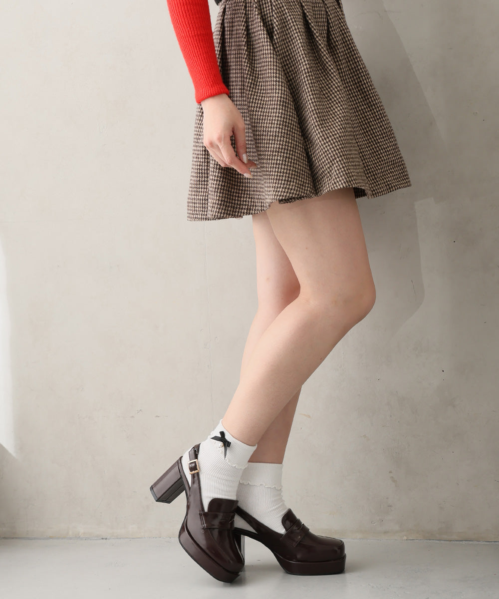 デメテル DEMETER 厚底 プラットフォーム スリングバック ローファーパンプス (ダークブラウン) ダークブラウン