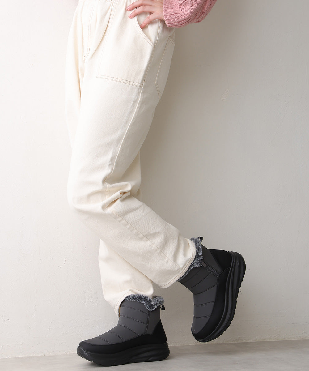 デメテル DEMETER 撥水&防水仕様 ボリュームファー ショート スノーブーツ (グレー) グレー