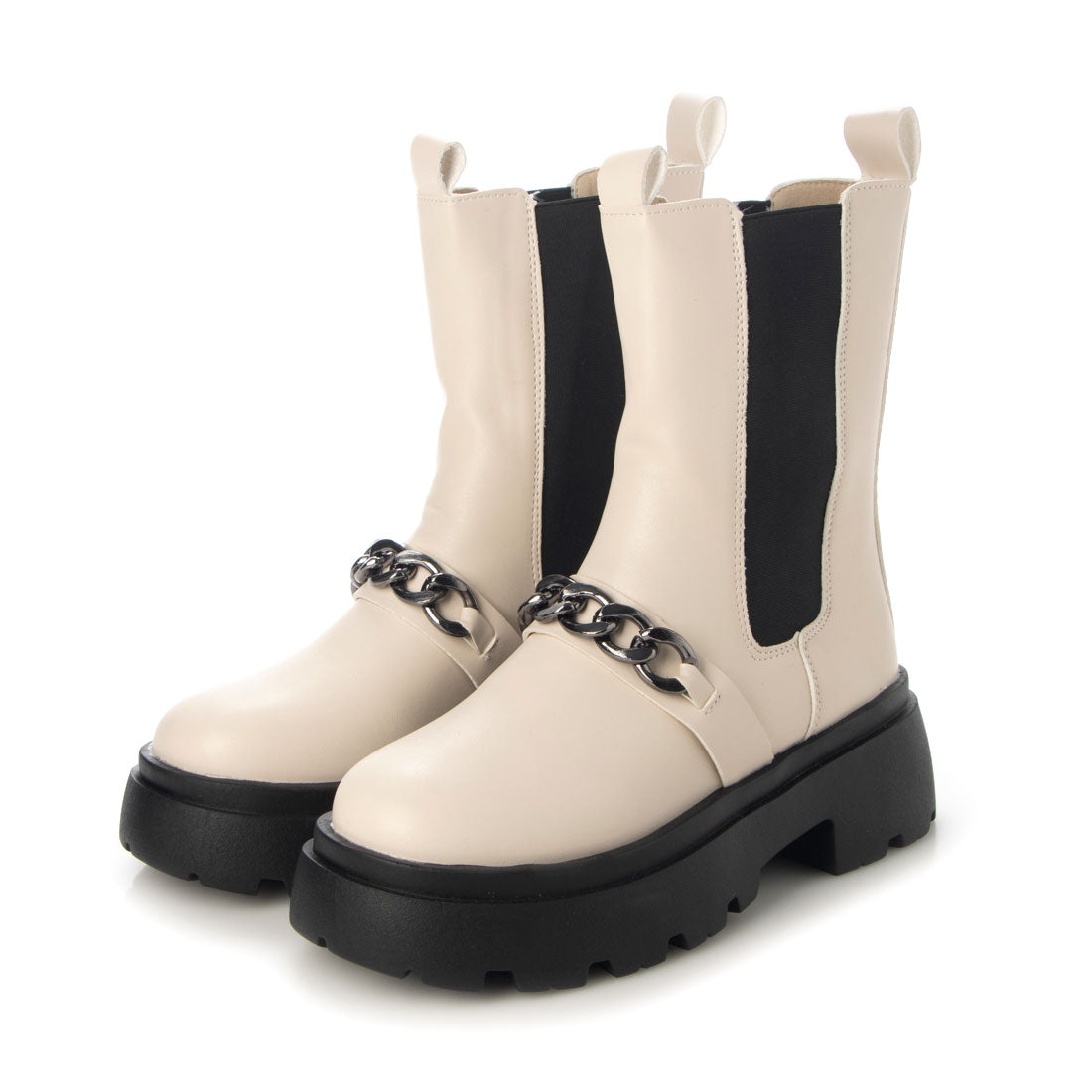 デメテル DEMETER 厚底ソール☆チェーンモチーフ サイドゴアブーツ (アイボリー) アイボリー